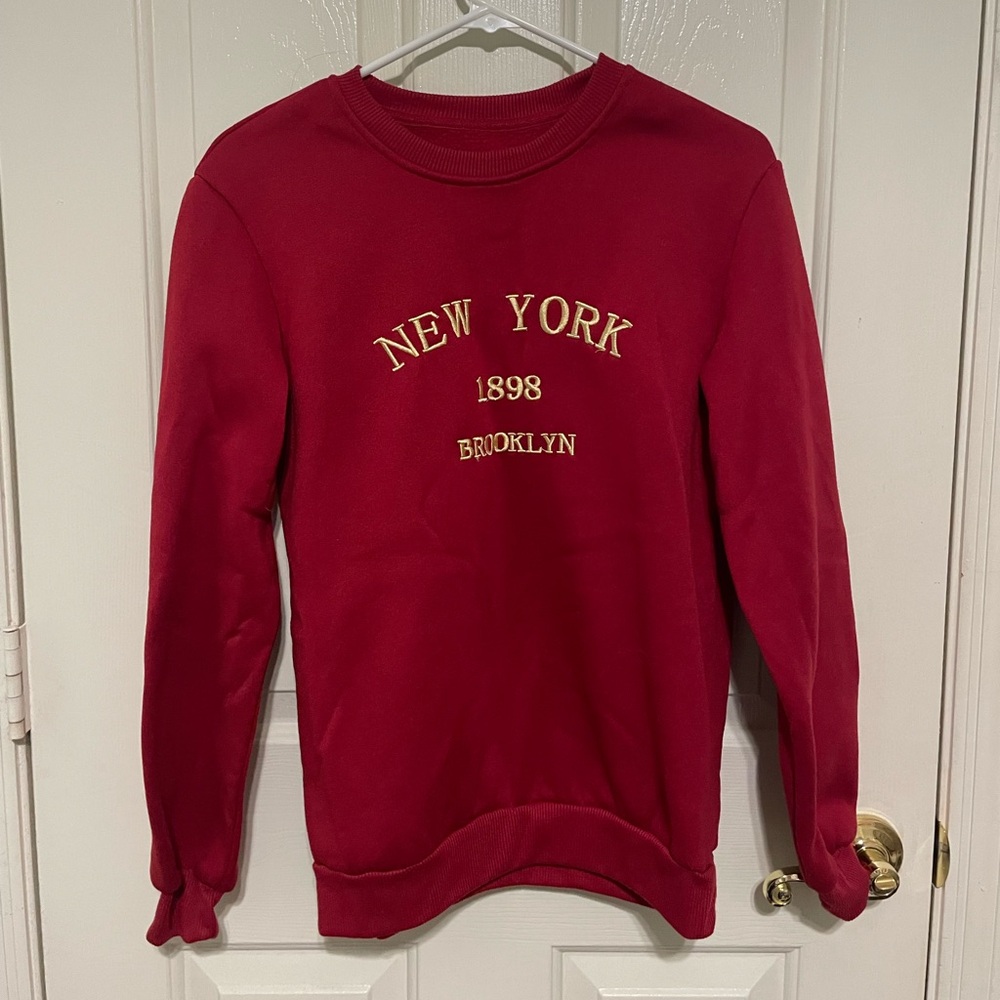 SHEIN maroon crew neck